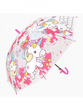 Kids Clear Unicorn Patterned Umbrella